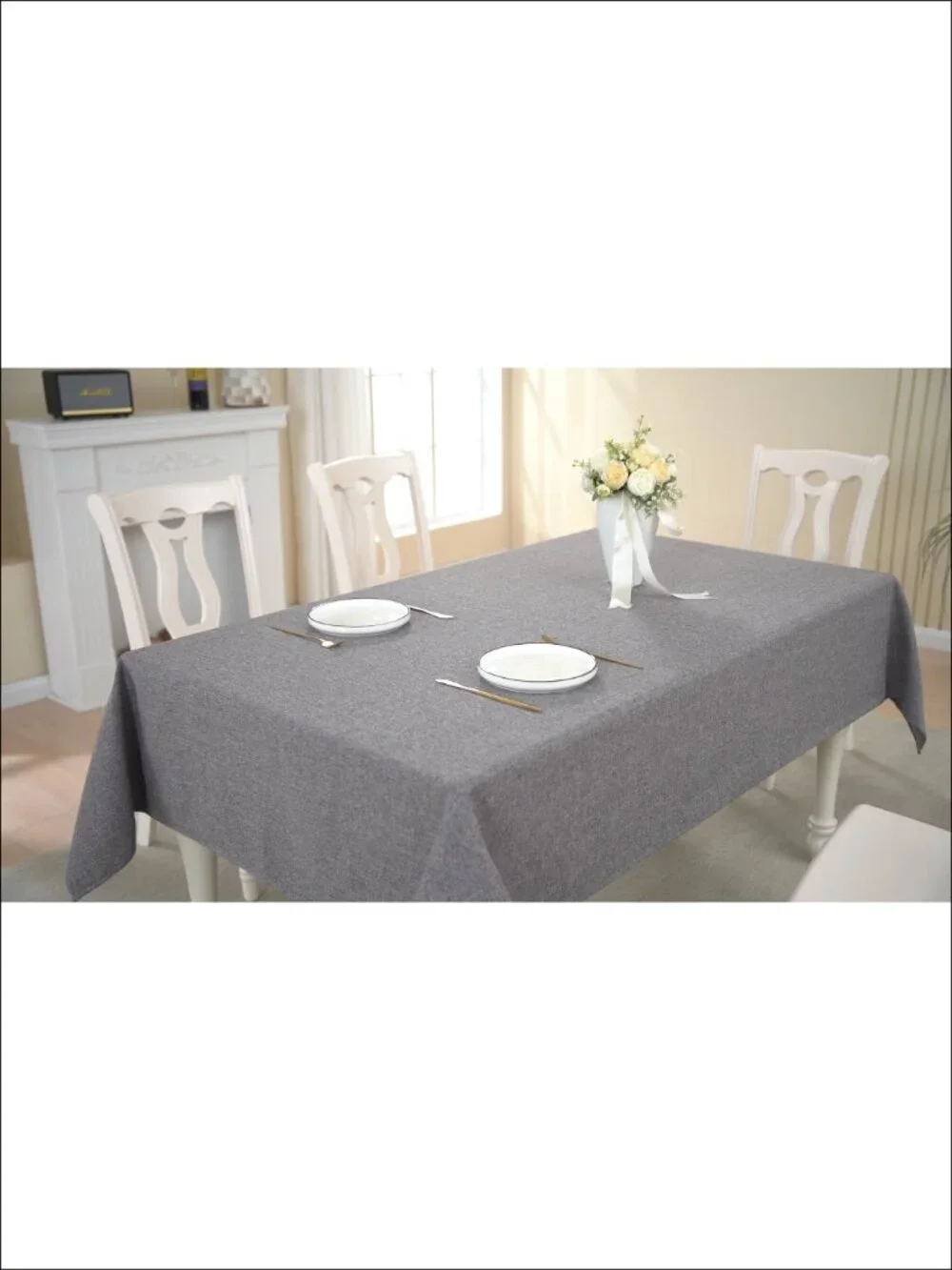 Waterproof Rectangle Table Cloth Wrinkle Resistant Tech Linen Dining Cover